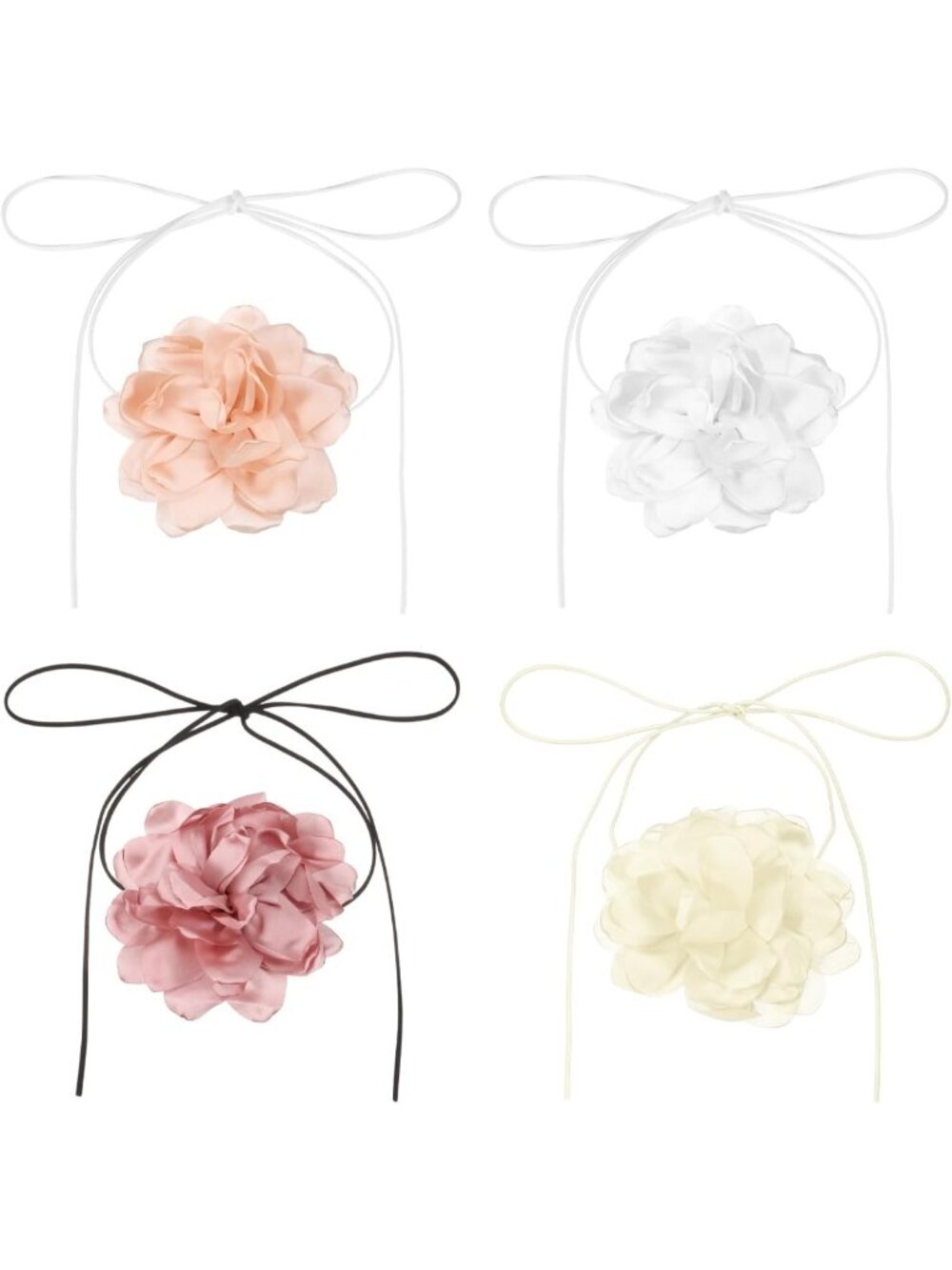 Floral Velvet Choker Necklace for Women - Adjustable Long Wrap Flower Accessory